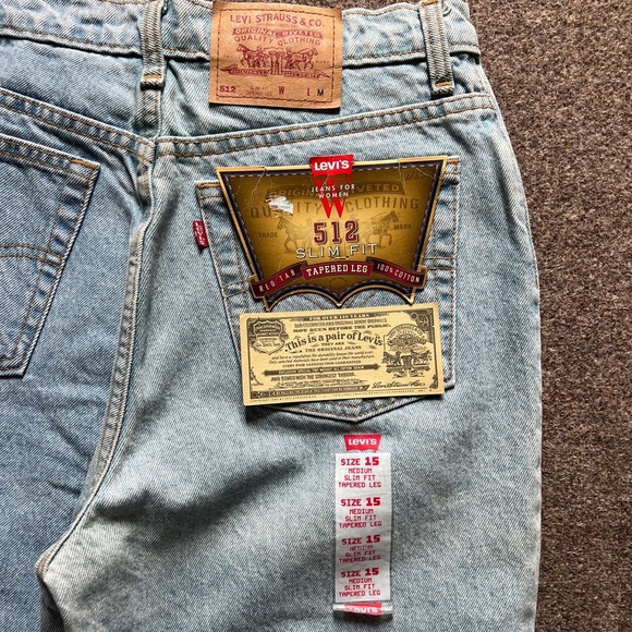 NWT Vintage Levi’s 512 Slim Fit Tapered Leg Blue Denim Jeans Size 15 Made in USA - Picture 14 of 16